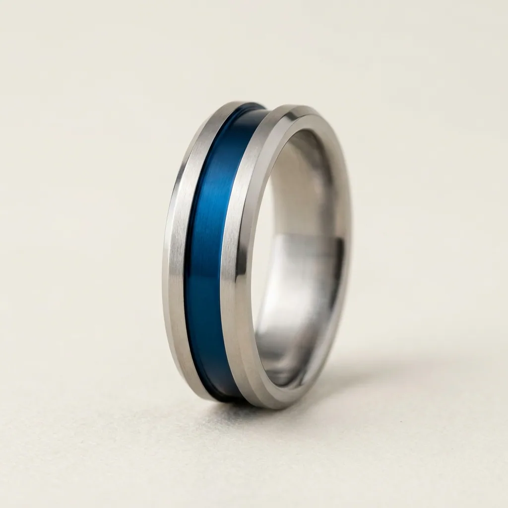 Anodised channel, A band of real colour, set between natural metal edges.