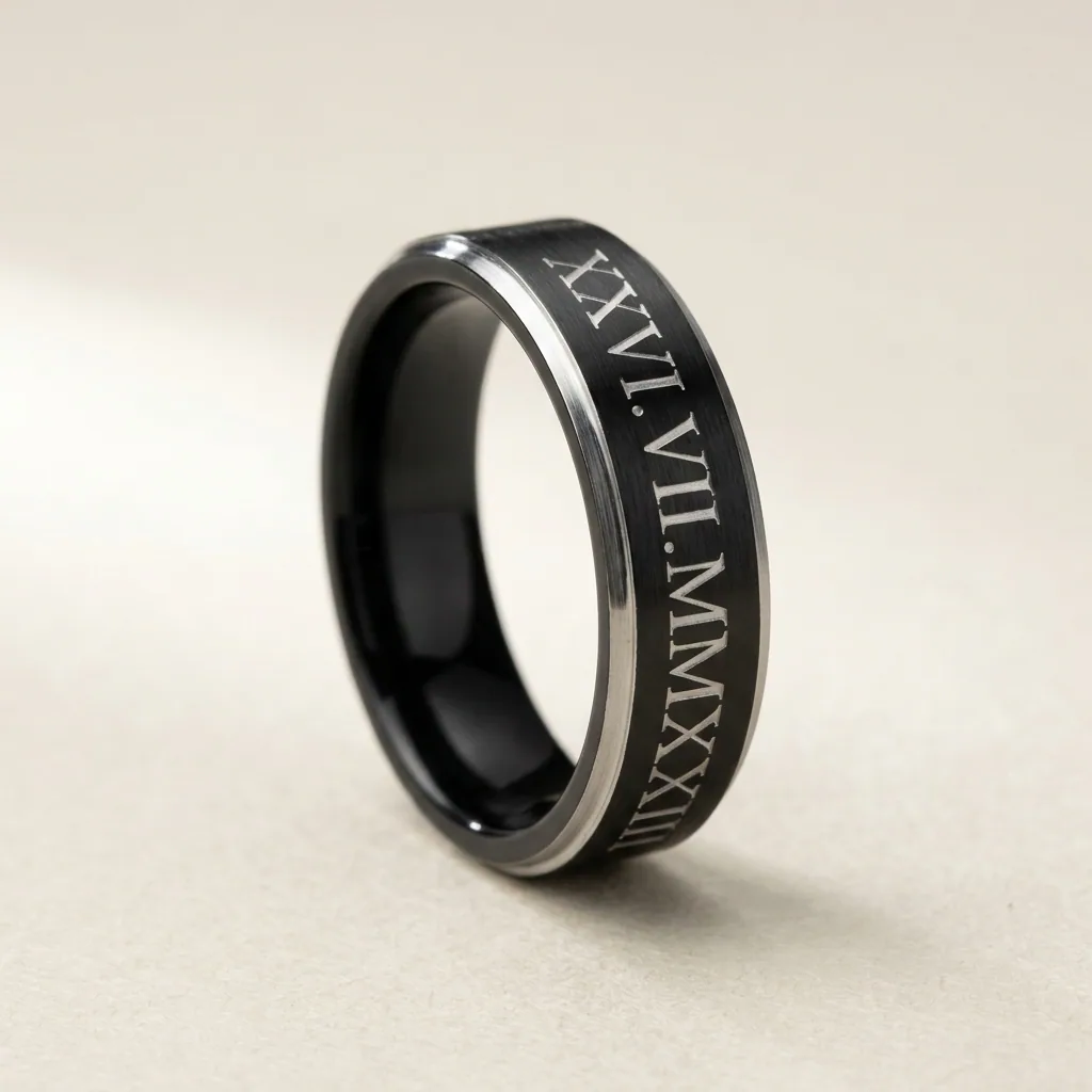 Roman numeral, Your date, cut around the whole band in numerals.