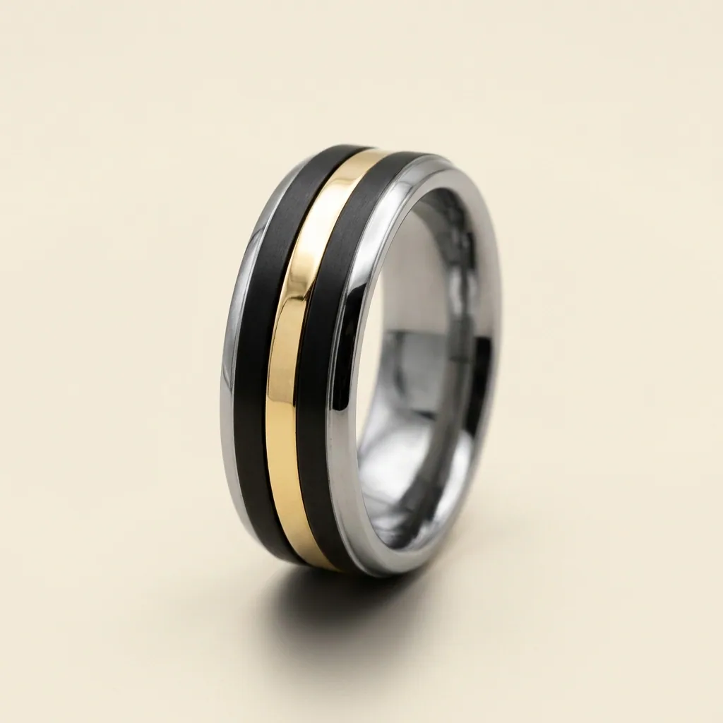 Three tone, Bright edges, black shoulders, a gold line down the middle.