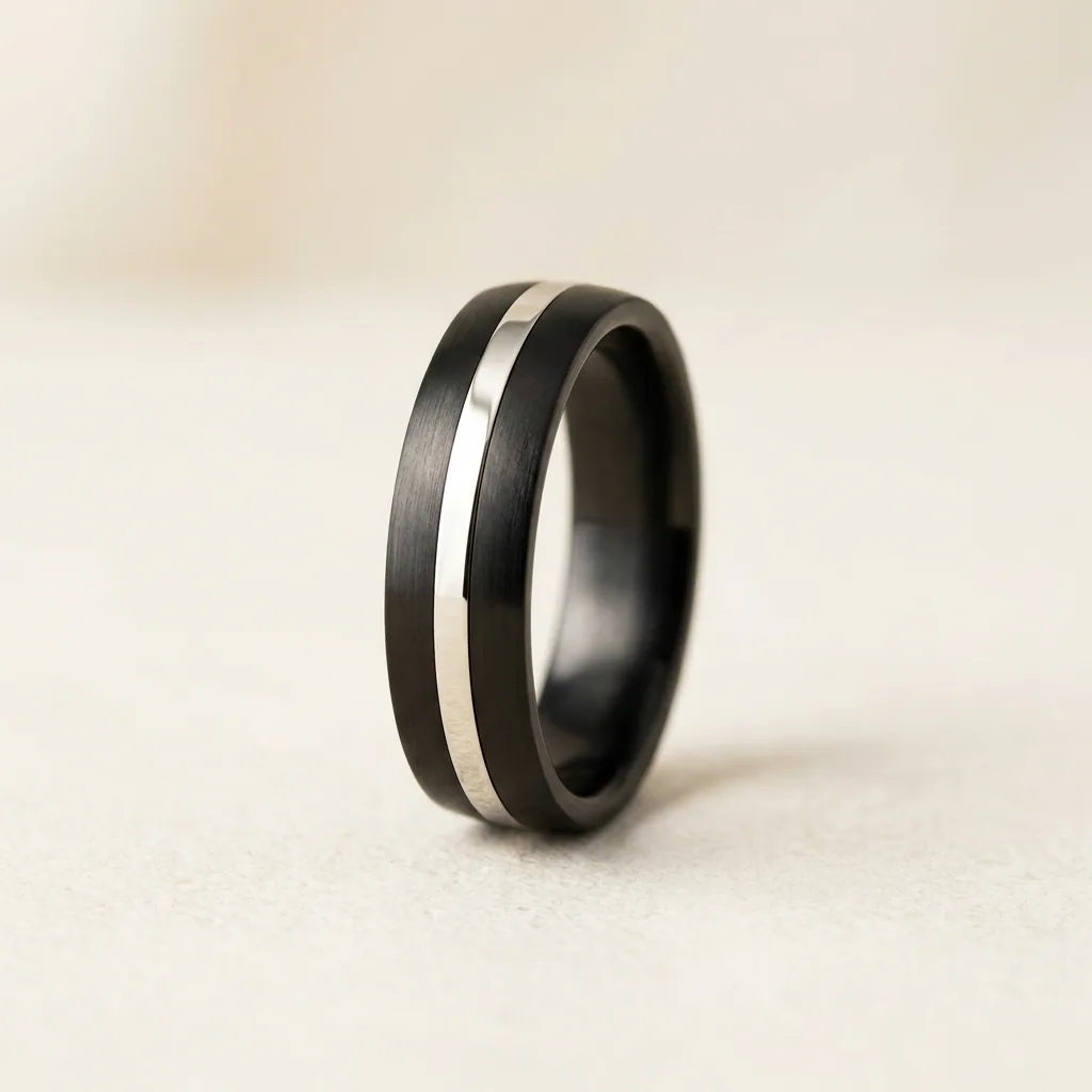 White gold line on black, A bright white line, and it is real gold rather than a plating.